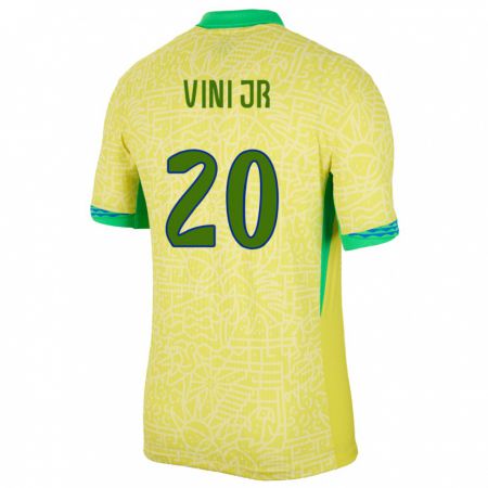 Kandiny Ženy Brazília Vinicius Junior #20 Žltá Dresy Hazai Csapatmez 24-26 Triĭká