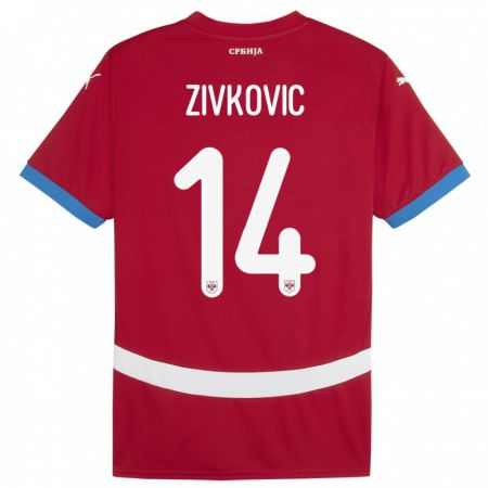 Kandiny Ženy Srbsko Andrija Zivkovic #14 Červená Dresy Hazai Csapatmez 24-26 Triĭká