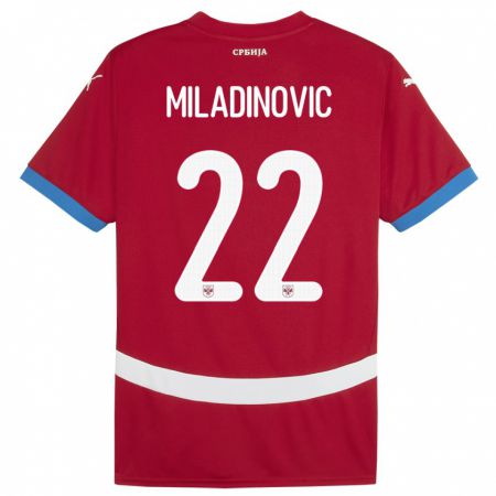 Kandiny Ženy Srbsko Igor Miladinovic #22 Červená Dresy Hazai Csapatmez 24-26 Triĭká