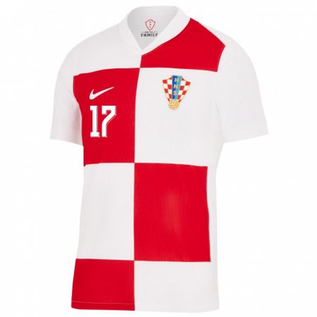 Kandiny Ženy Chorvátsko Ante Budimir #17 Biela Červená Dresy Hazai Csapatmez 24-26 Triĭká