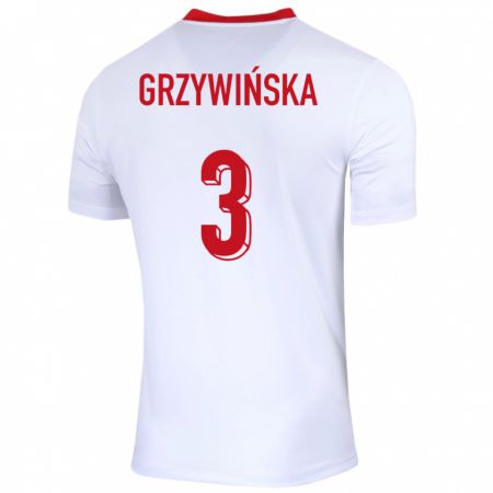 Kandiny Ženy Poľsko Gabriela Grzywinska #3 Biely Dresy Hazai Csapatmez 24-26 Triĭká