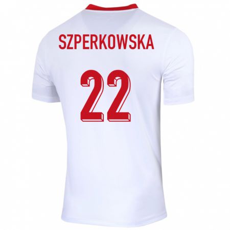 Kandiny Ženy Poľsko Oliwia Szperkowska #22 Biely Dresy Hazai Csapatmez 24-26 Triĭká