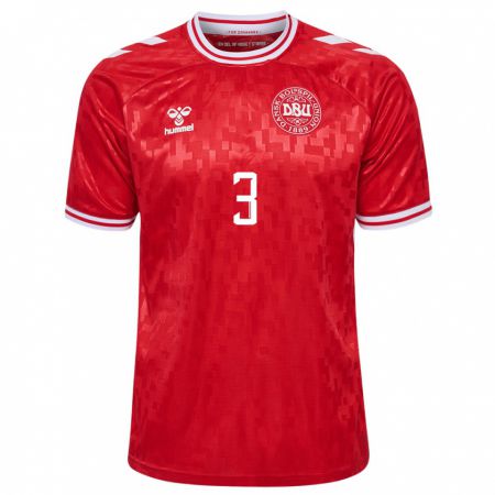 Kandiny Ženy Dánsko Stine Ballisager Pedersen #3 Červená Dresy Hazai Csapatmez 24-26 Triĭká