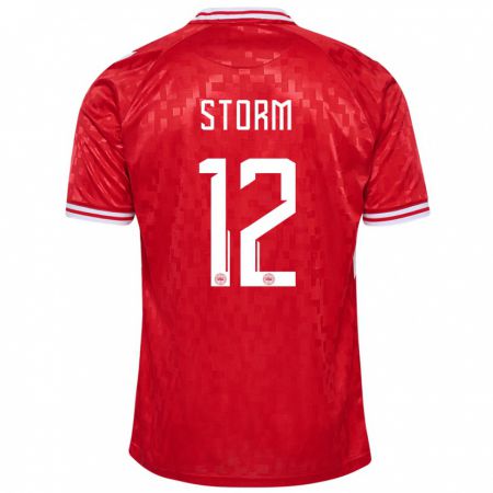 Kandiny Ženy Dánsko Tobias Storm #12 Červená Dresy Hazai Csapatmez 24-26 Triĭká