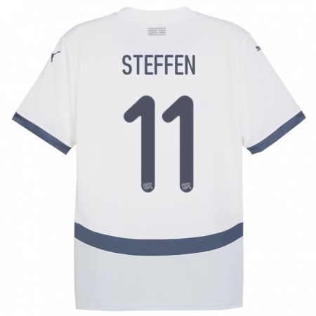 Kandiny Ženy Švajčiarsko Renato Steffen #11 Biely Dresy Idegenbeli Csapatmez 24-26 Triĭká