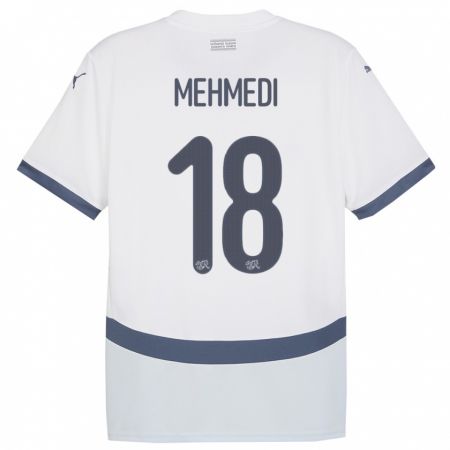 Kandiny Ženy Švajčiarsko Admir Mehmedi #18 Biely Dresy Idegenbeli Csapatmez 24-26 Triĭká