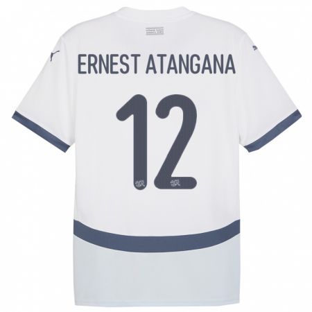 Kandiny Ženy Švajčiarsko Brian Ernest Atangana #12 Biely Dresy Idegenbeli Csapatmez 24-26 Triĭká