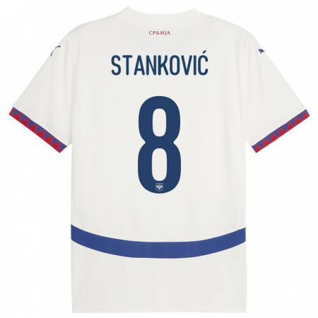 Kandiny Ženy Srbsko Aleksandar Stankovic #8 Biely Dresy Idegenbeli Csapatmez 24-26 Triĭká