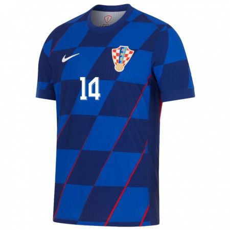 Kandiny Ženy Chorvátsko Luka Ivanusec #14 Modrá Dresy Idegenbeli Csapatmez 24-26 Triĭká