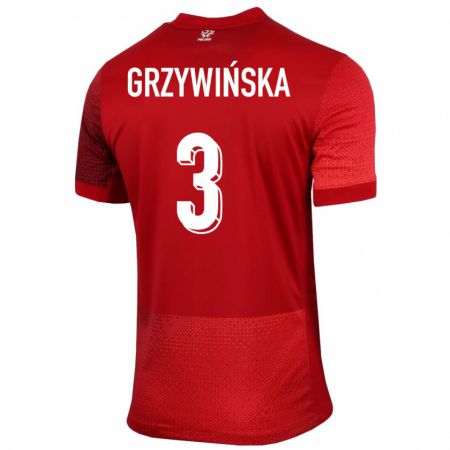 Kandiny Ženy Poľsko Gabriela Grzywinska #3 Červená Dresy Idegenbeli Csapatmez 24-26 Triĭká