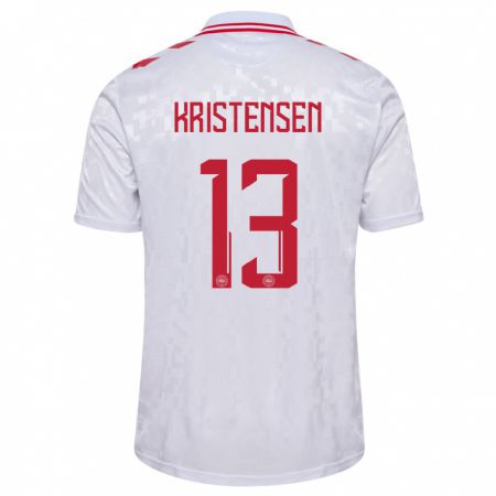 Kandiny Ženy Dánsko Rasmus Kristensen #13 Biely Dresy Idegenbeli Csapatmez 24-26 Triĭká