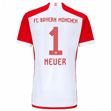 Kandiny Deti Manuel Neuer #1 Červená Biela Dresy Hazai Csapatmez 2023/24 Triĭká