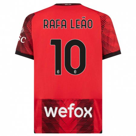 Kandiny Deti Rafael Leão #10 Červená Čierna Dresy Hazai Csapatmez 2023/24 Triĭká