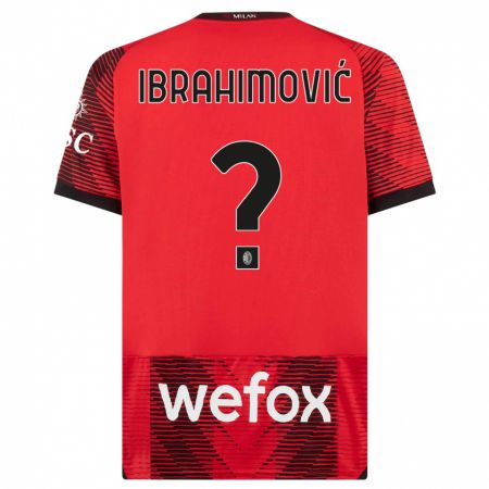 Kandiny Deti Maximilian Ibrahimović #0 Červená Čierna Dresy Hazai Csapatmez 2023/24 Triĭká