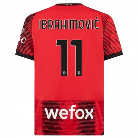 Kandiny Deti Zlatan Ibrahimovic #11 Červená Čierna Dresy Hazai Csapatmez 2023/24 Triĭká