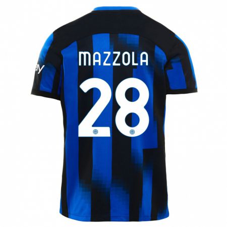 Kandiny Deti Giuseppe Mazzola #28 Čierna Modrá Dresy Hazai Csapatmez 2023/24 Triĭká