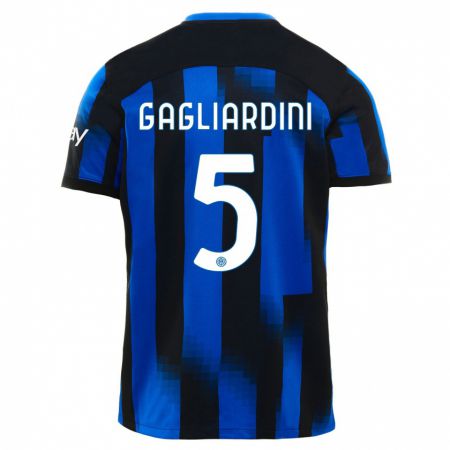 Kandiny Deti Roberto Gagliardini #5 Čierna Modrá Dresy Hazai Csapatmez 2023/24 Triĭká