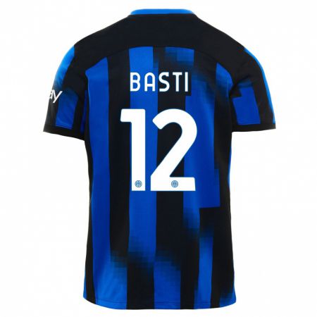 Kandiny Deti Matteo Basti #12 Čierna Modrá Dresy Hazai Csapatmez 2023/24 Triĭká