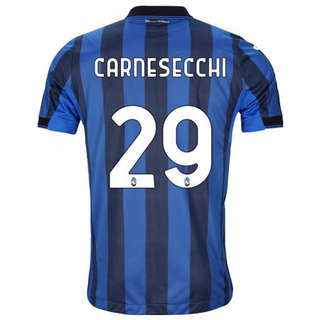 Kandiny Deti Marco Carnesecchi #29 Čierna Modrá Dresy Hazai Csapatmez 2023/24 Triĭká