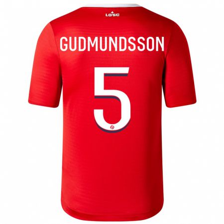 Kandiny Deti Gabriel Gudmundsson #5 Červená Dresy Hazai Csapatmez 2023/24 Triĭká