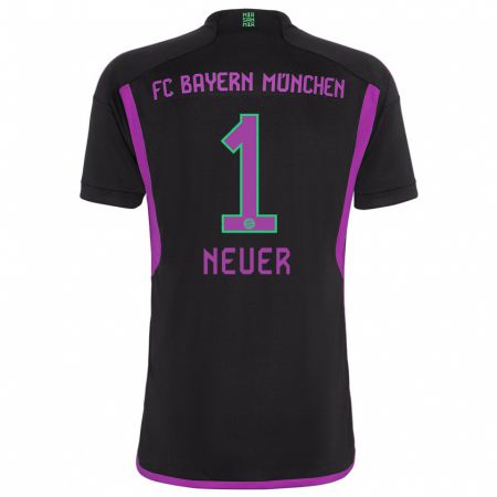 Kandiny Deti Manuel Neuer #1 Čierna Dresy Idegenbeli Csapatmez 2023/24 Triĭká