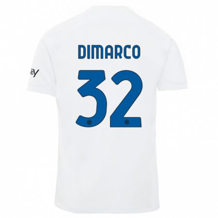 Kandiny Deti Federico Dimarco #32 Biely Dresy Idegenbeli Csapatmez 2023/24 Triĭká