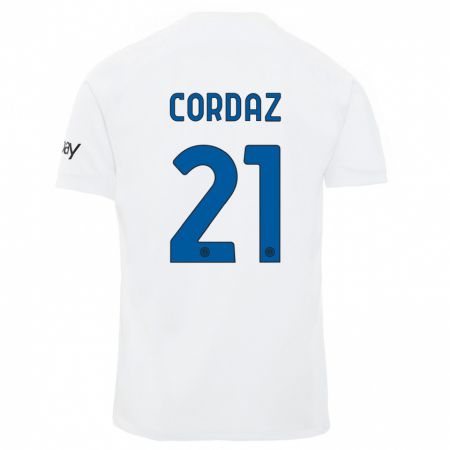 Kandiny Deti Alex Cordaz #21 Biely Dresy Idegenbeli Csapatmez 2023/24 Triĭká