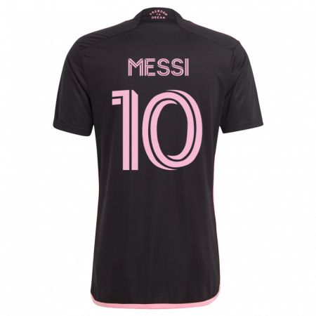 Kandiny Deti Lionel Messi #10 Čierna Dresy Idegenbeli Csapatmez 2023/24 Triĭká