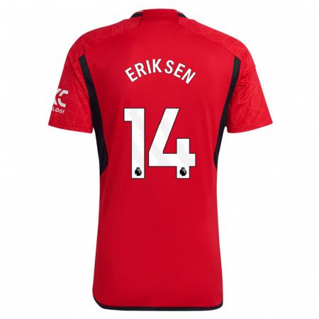 Kandiny Muži Christian Eriksen #14 Červená Dresy Hazai Csapatmez 2023/24 Triĭká