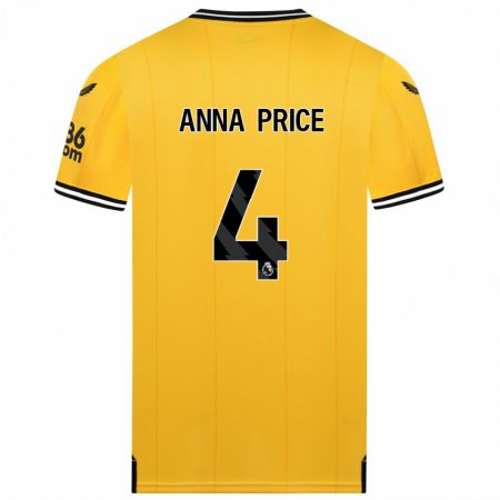 Kandiny Muži Anna Price #4 Žltá Dresy Hazai Csapatmez 2023/24 Triĭká