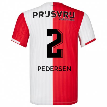 Kandiny Muži Marcus Pedersen #2 Červená Biela Dresy Hazai Csapatmez 2023/24 Triĭká