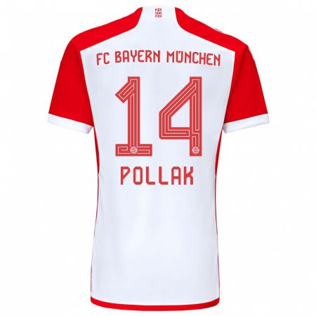 Kandiny Muži Florian Pollak #14 Červená Biela Dresy Hazai Csapatmez 2023/24 Triĭká