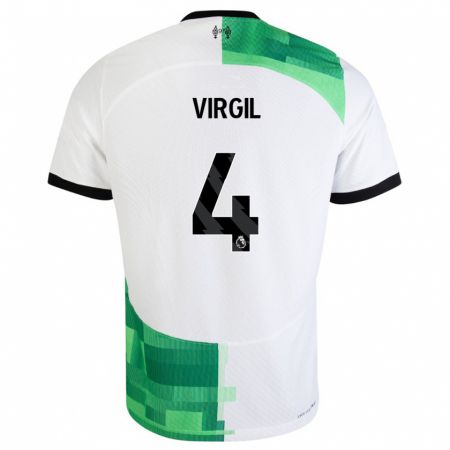 Kandiny Muži Virgil Van Dijk #4 Biela Zelená Dresy Idegenbeli Csapatmez 2023/24 Triĭká