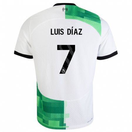 Kandiny Muži Luis Díaz #7 Biela Zelená Dresy Idegenbeli Csapatmez 2023/24 Triĭká