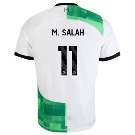Kandiny Muži Mohamed Salah #11 Biela Zelená Dresy Idegenbeli Csapatmez 2023/24 Triĭká