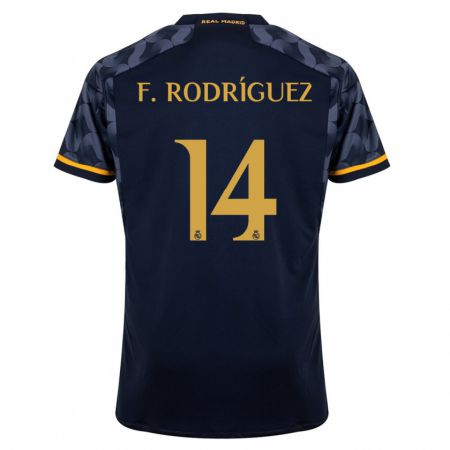 Kandiny Muži Fer Rodríguez #14 Tmavomodrá Dresy Idegenbeli Csapatmez 2023/24 Triĭká