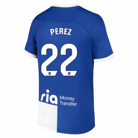 Kandiny Muži Pablo Pérez #22 Modrá Biela Dresy Idegenbeli Csapatmez 2023/24 Triĭká