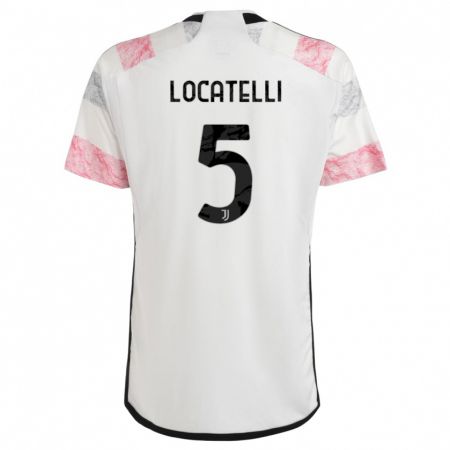 Kandiny Muži Manuel Locatelli #5 Biela Ružová Dresy Idegenbeli Csapatmez 2023/24 Triĭká