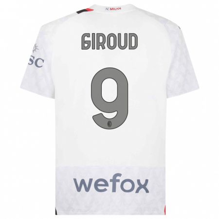 Kandiny Muži Olivier Giroud #9 Biely Dresy Idegenbeli Csapatmez 2023/24 Triĭká