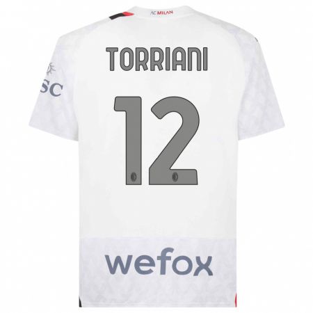 Kandiny Muži Lorenzo Torriani #12 Biely Dresy Idegenbeli Csapatmez 2023/24 Triĭká