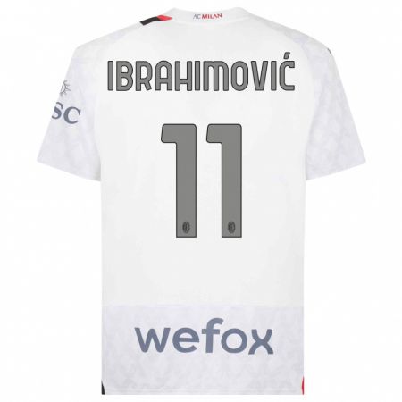 Kandiny Muži Zlatan Ibrahimovic #11 Biely Dresy Idegenbeli Csapatmez 2023/24 Triĭká