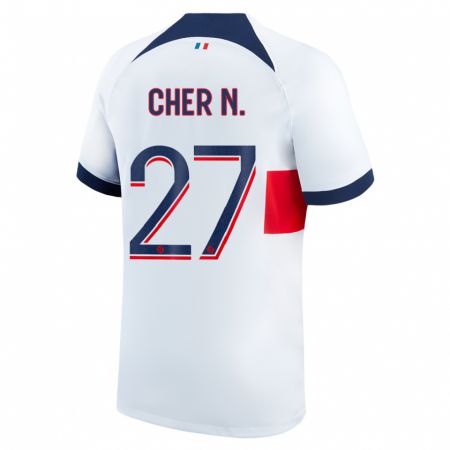Kandiny Muži Cher Ndour #27 Biely Dresy Idegenbeli Csapatmez 2023/24 Triĭká