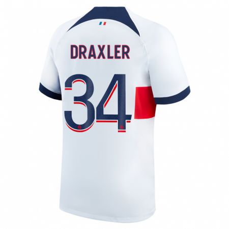 Kandiny Muži Julian Draxler #34 Biely Dresy Idegenbeli Csapatmez 2023/24 Triĭká
