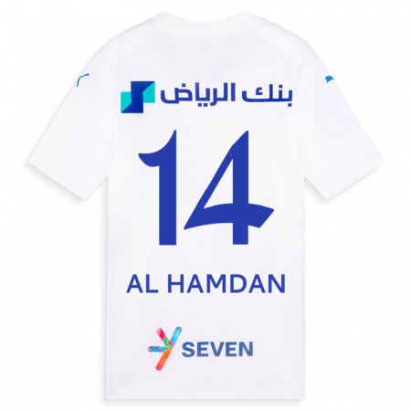 Kandiny Muži Abdullah Al-Hamdan #14 Biely Dresy Idegenbeli Csapatmez 2023/24 Triĭká