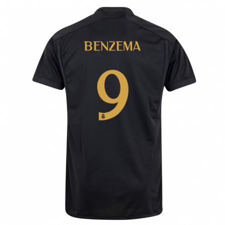 Kandiny Muži Karim Benzema #9 Čierna Dresy Tretia Csapatmez 2023/24 Triĭká