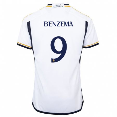Kandiny Ženy Karim Benzema #9 Biely Dresy Hazai Csapatmez 2023/24 Triĭká