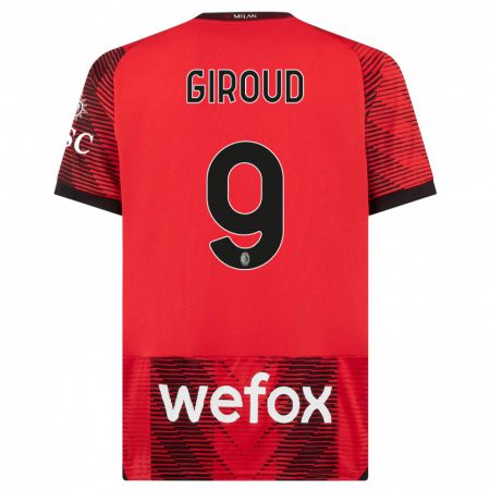 Kandiny Ženy Olivier Giroud #9 Červená Čierna Dresy Hazai Csapatmez 2023/24 Triĭká