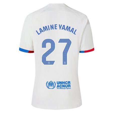 Kandiny Ženy Lamine Yamal #27 Biely Dresy Idegenbeli Csapatmez 2023/24 Triĭká