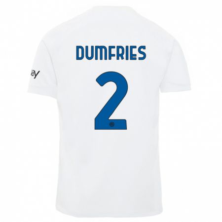 Kandiny Ženy Denzel Dumfries #2 Biely Dresy Idegenbeli Csapatmez 2023/24 Triĭká