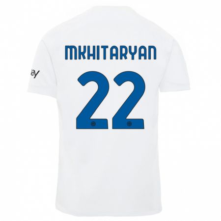 Kandiny Ženy Henrikh Mkhitaryan #22 Biely Dresy Idegenbeli Csapatmez 2023/24 Triĭká